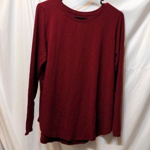 Tahari dark red long sleeve modal and cotton shirt size large